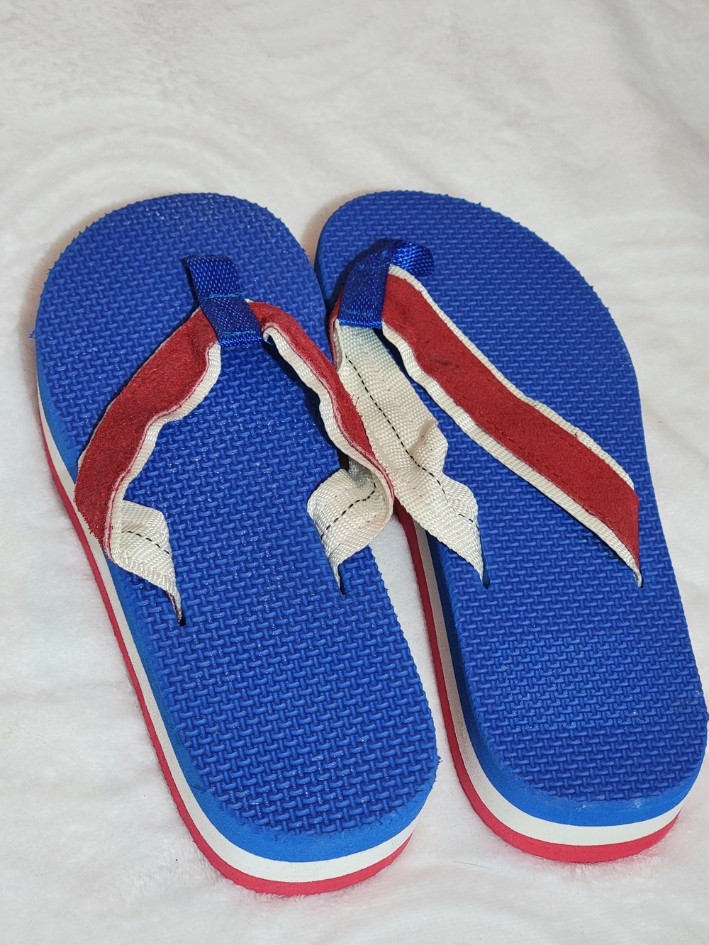 Blue Flip Flop KIDS Sandals with Red and Cream Straps